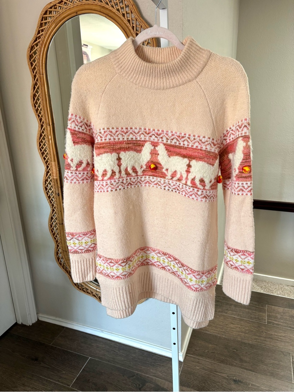 Anthropologie / Aimee Pommed Alpaca Sweater in Pink